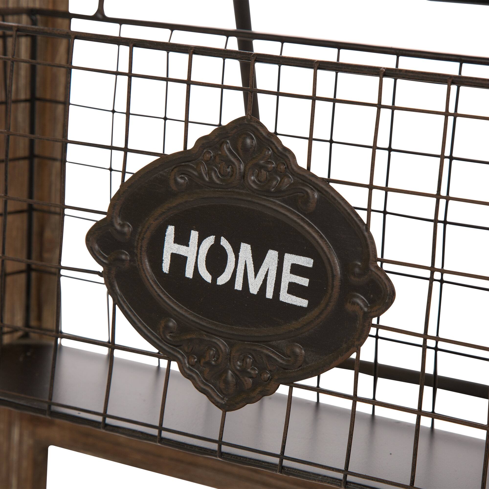 Glitzhome® 43.31" Farmhouse Metal & Wooden Magazine Rack